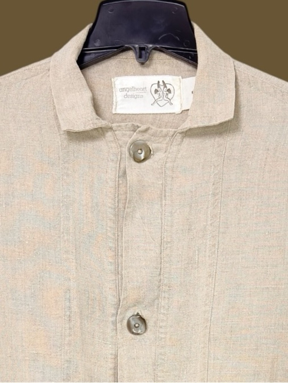 Vtg Angelheart Designs FLAX 100% Linen Oversized Lagom Blazer Lagenlook USA L - Picture 3 of 10